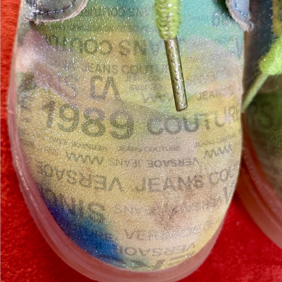 VERSACE Jeans Couture KIDS Colorful LOGO Print ANKLE BOOTS Size 10 - Picture 8 of 16